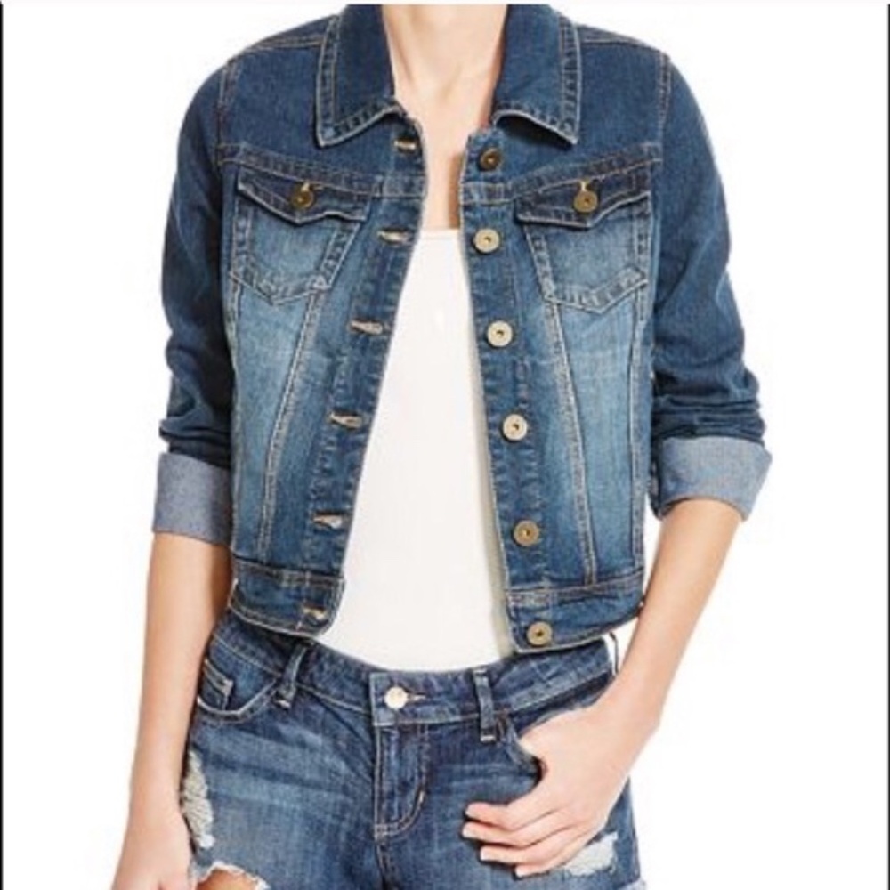 Vintage Jou Jou Cropped Denim Trucker Jacket Size Small